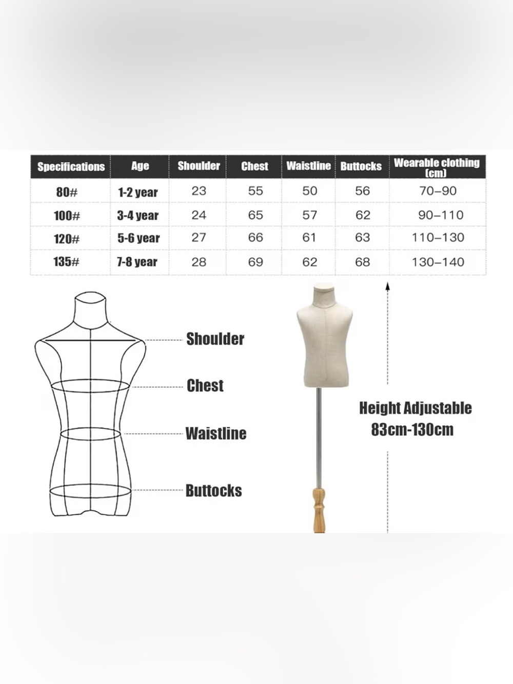Adjustable Gold Floor Dress Form with Cream unisex Torso